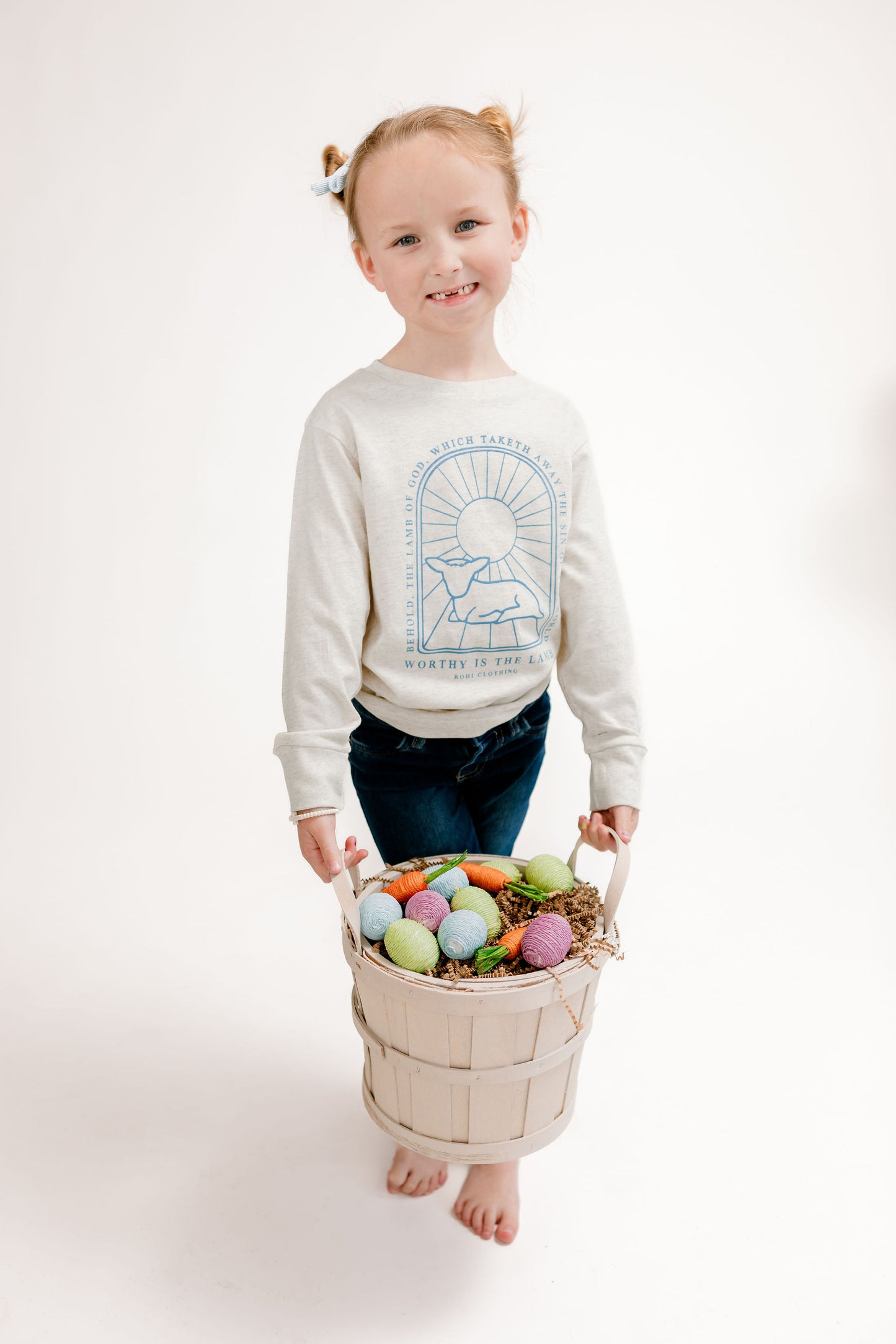 Worthy Is The Lamb Youth Long Sleeve Tee in Natural