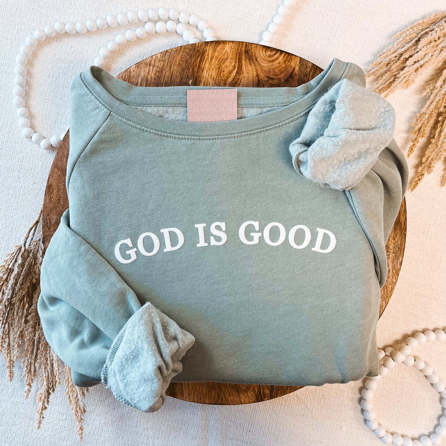 God Is Good Raw Hem Women’s Crewneck