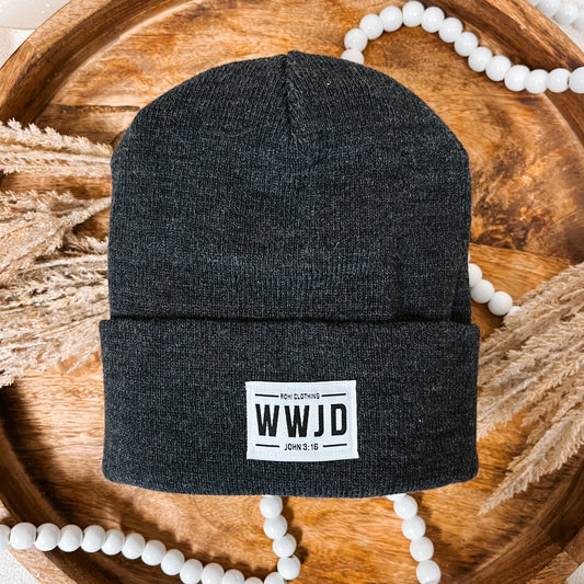 YOUTH WWJD Beanie in Charcoal