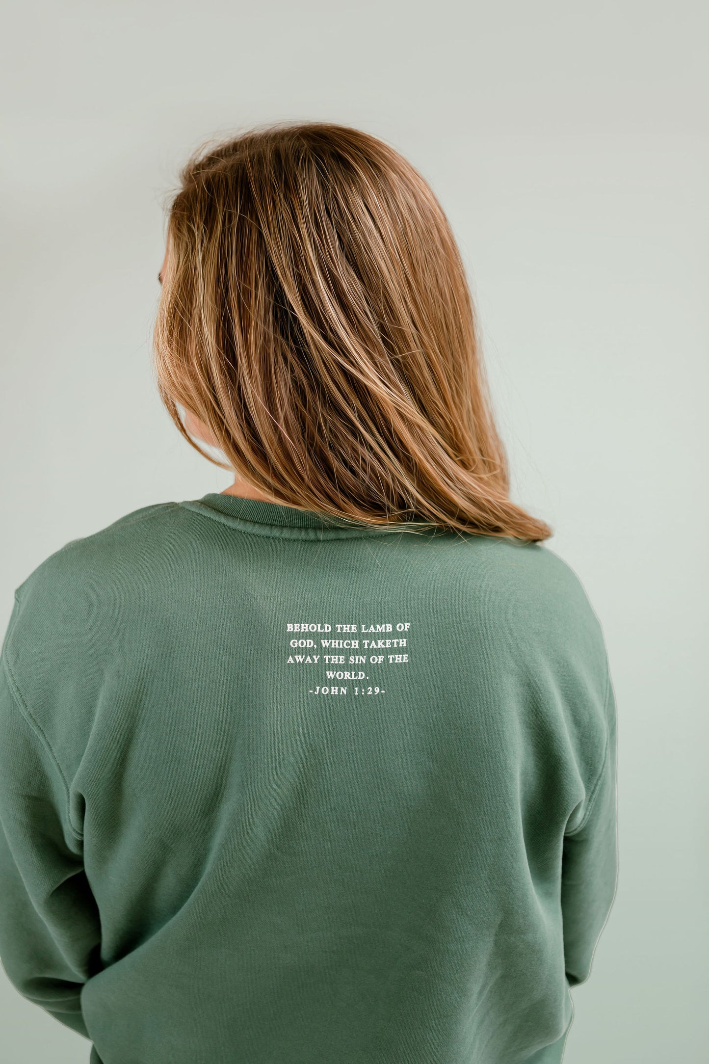 Worthy Is The Lamb Comfort Color Long Sleeve Easter Tee in Peach