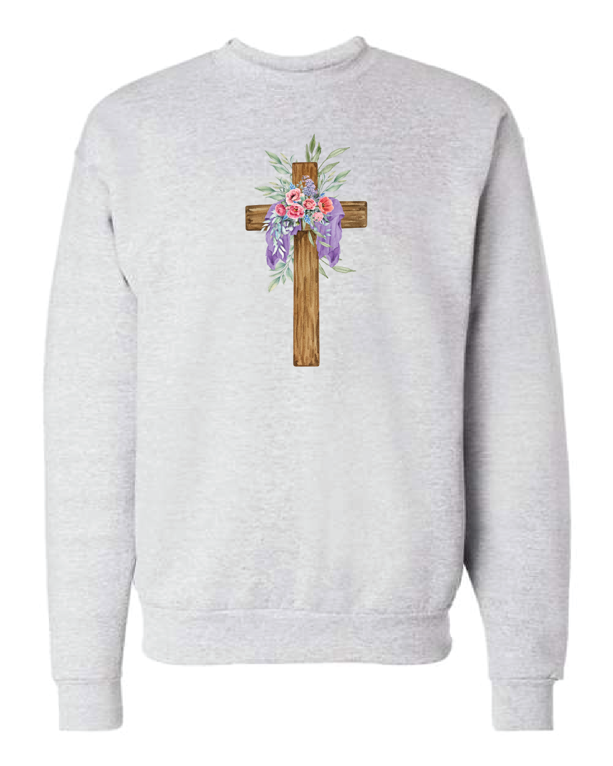 Draped Cross Easter Crewneck in Ash Gray