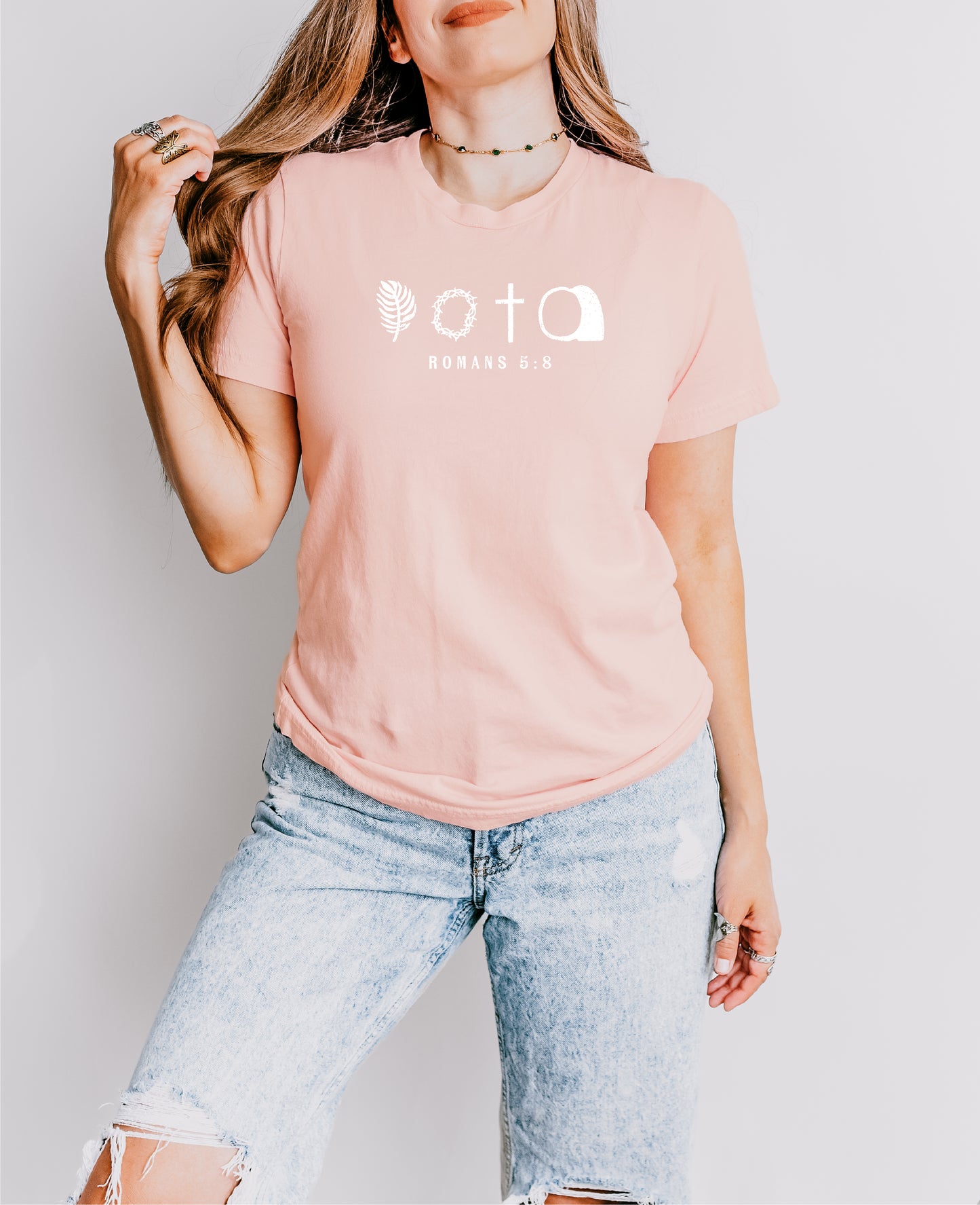 Easter Symbols Tee In Peach