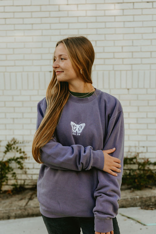 All Things Beautiful Heavyweight Crewneck in Plum