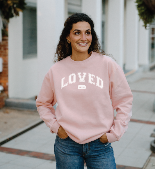 LOVED John 3:16 Blush Pink Crew