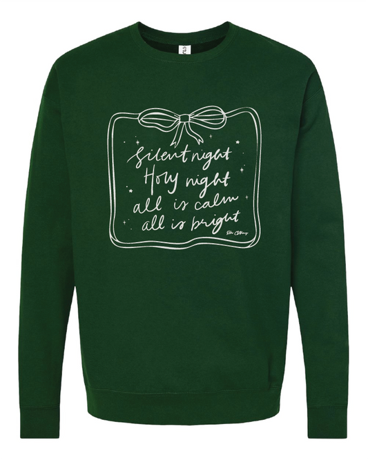 Silent Night Forest Green Crewneck