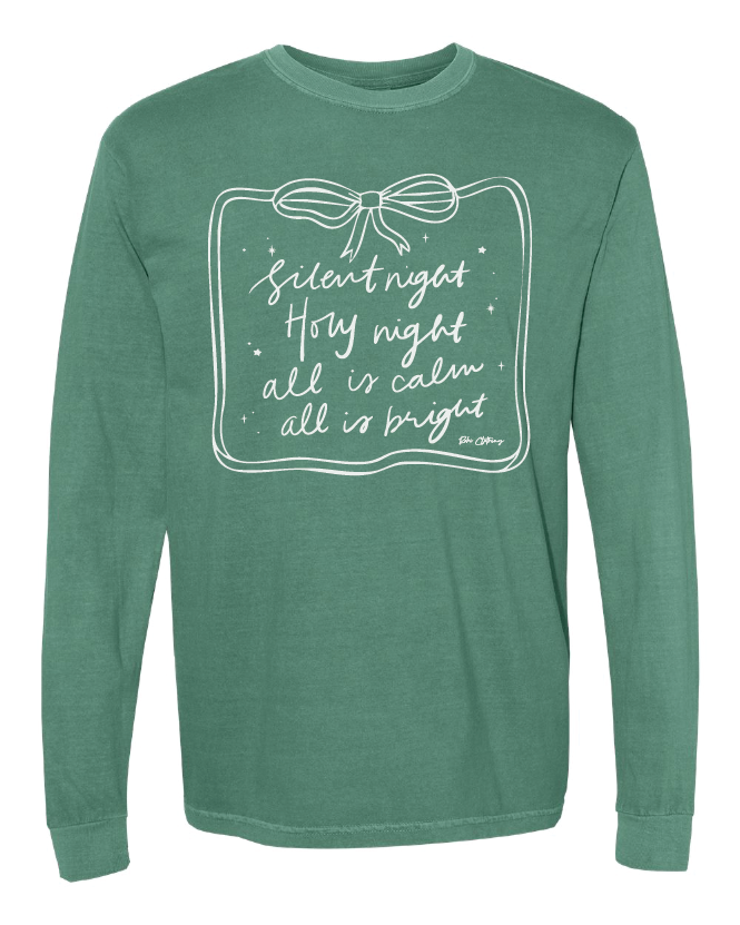 Silent Night Comfort Color Christmas Tee in Light Green