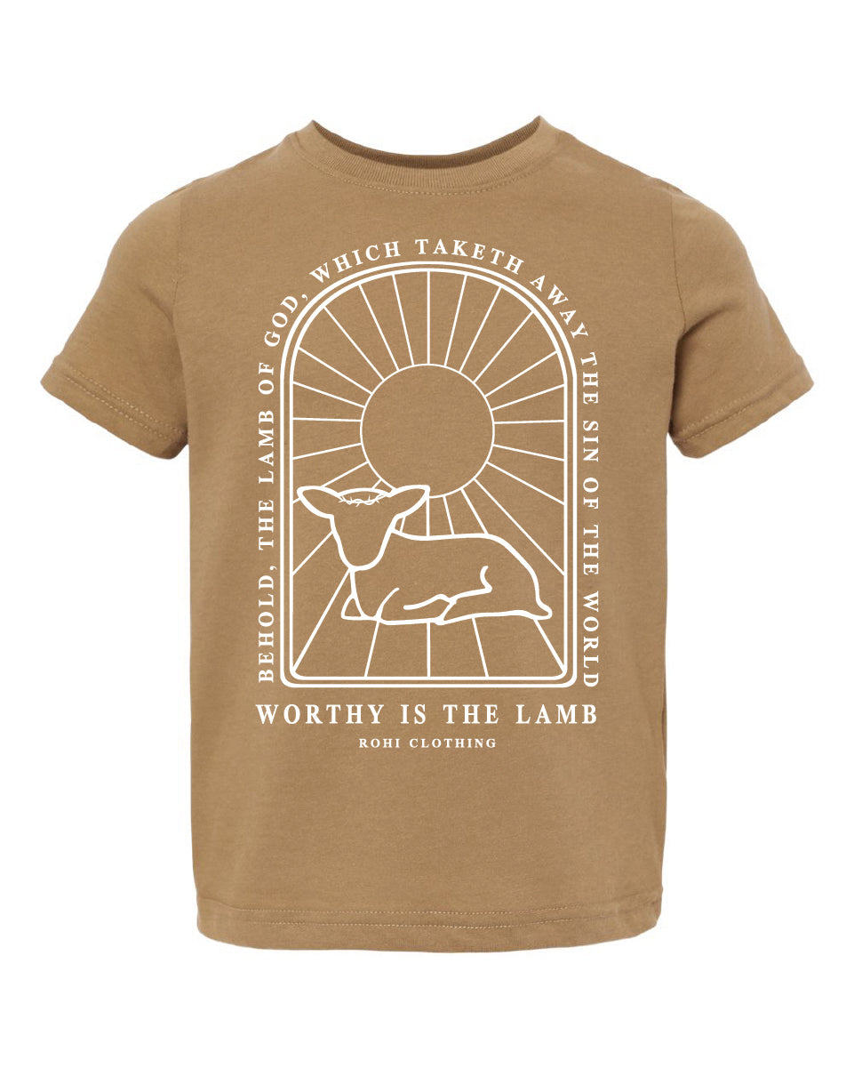 Worthy Is The Lamb Youth Short Sleeve Tee in Coyote Brown