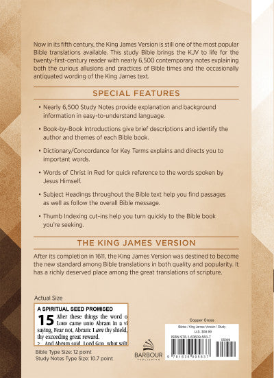 The KJV Study Bible, Large Print (Indexed) [Copper Cross]