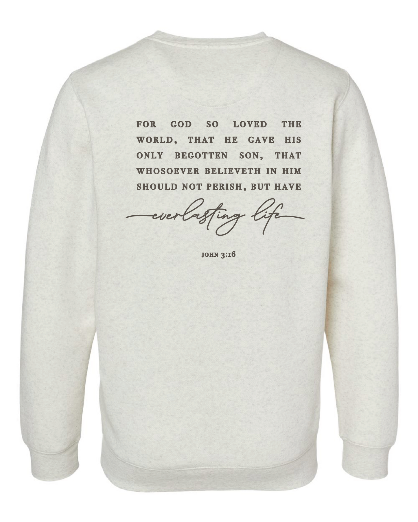 Everlasting Life Script Premium Crewneck in Oatmeal