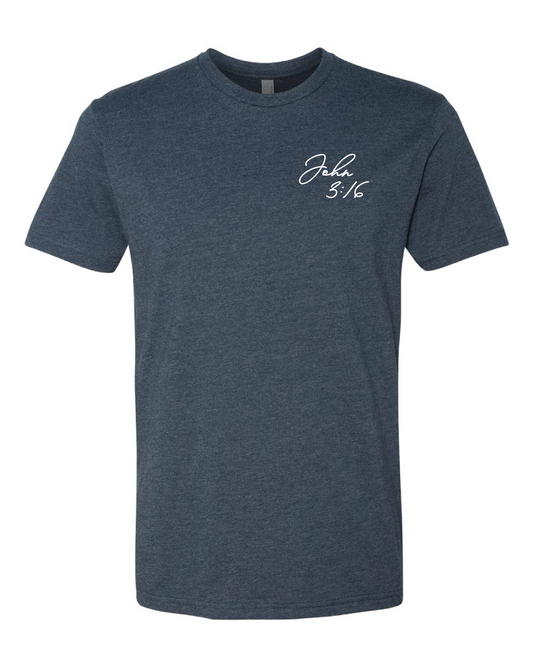 Everlasting Life Script Tee in Heather Denim