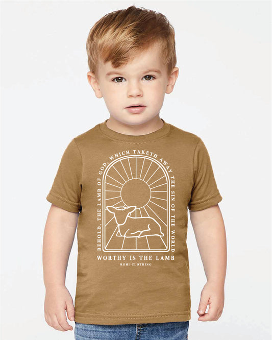 Worthy Is The Lamb Youth Short Sleeve Tee in Coyote Brown