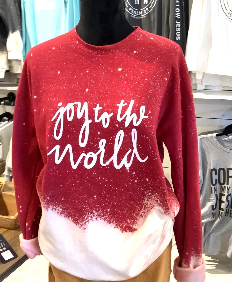 Joy to the World Crewneck Sweatshirt - Bleach Dyed